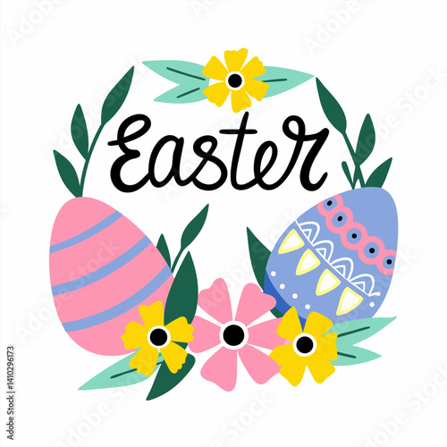 Happy Easter day. Ester decoration. Cute Easter background
