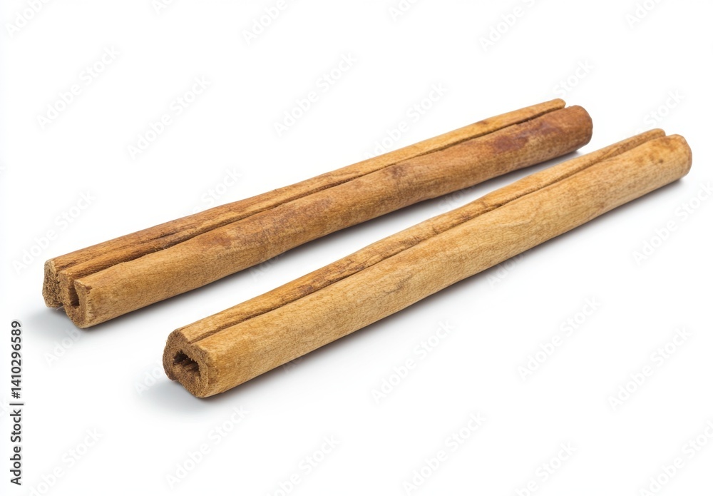 Two cinnamon sticks on a white background Two cinnamon sticks on a white background