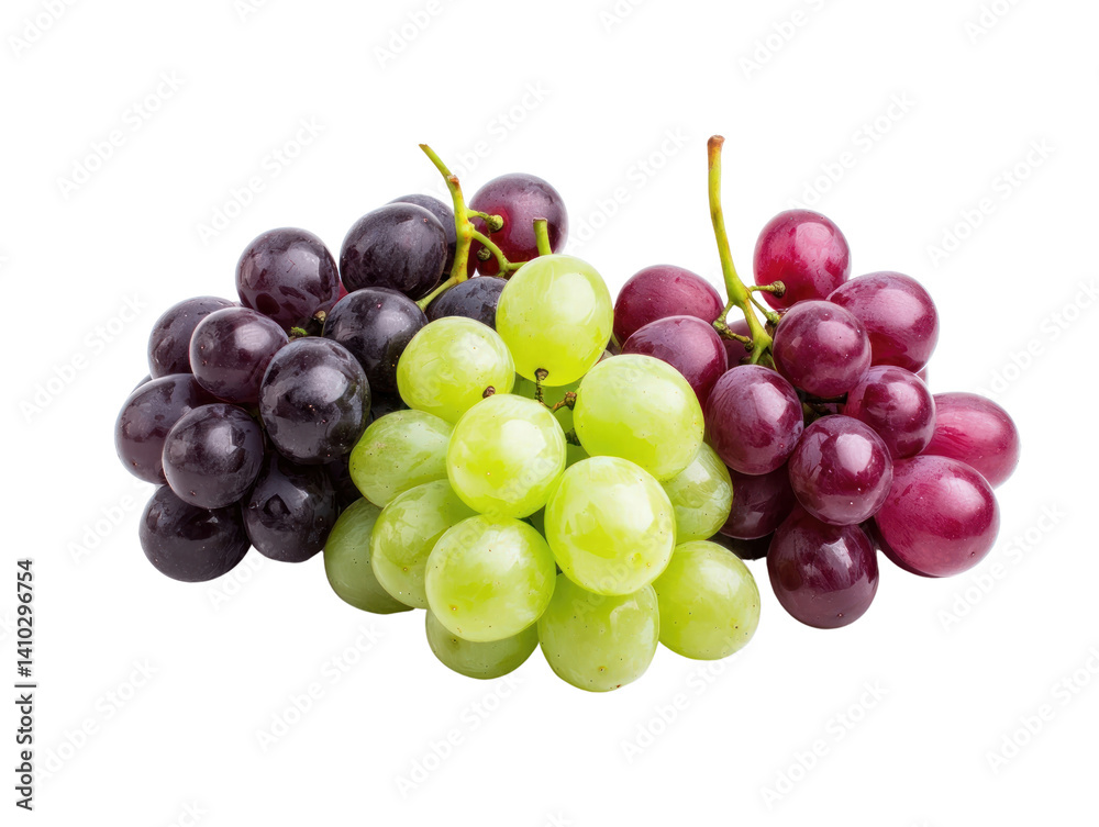 Fresh grapes cutout background vibrant display natural setting close-up view for graphic design Fresh grapes cutout background vibrant display natural setting close-up view for graphic design