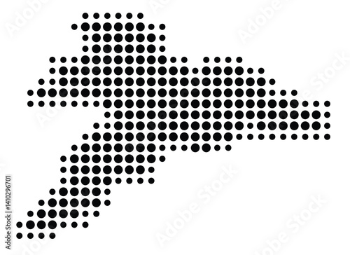 Symbol Map of the Kanton Jura (Switzerland) showing the Kanton with a pattern of black circles