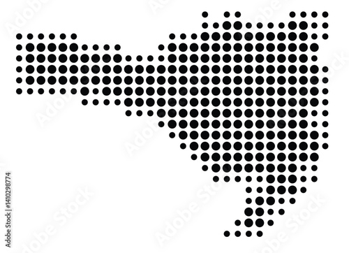 Symbol Map of the State Santa Catarina (Brazil) showing the territory with a pattern of black circles