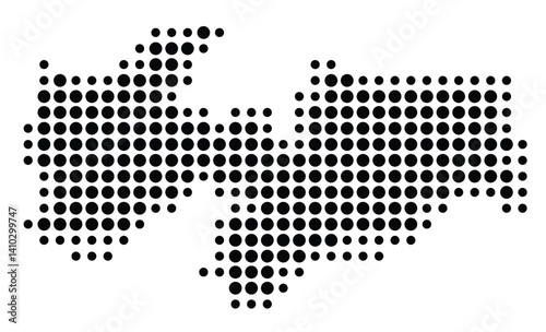 Symbol Map of the State Paraiba (Brazil) showing the territory with a pattern of black circles