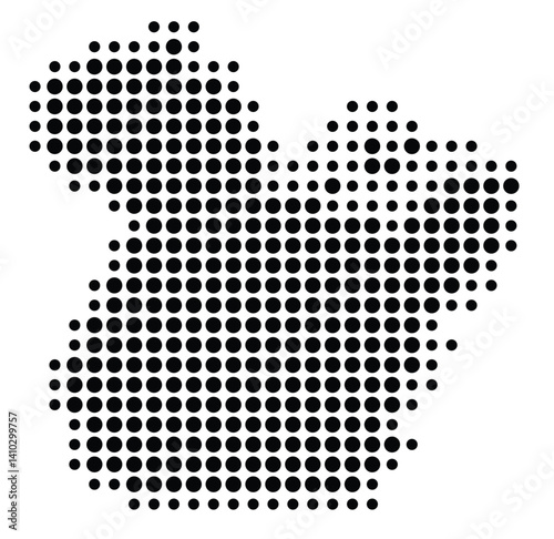 Symbol Map of the State Para (Brazil) showing the territory with a pattern of black circles