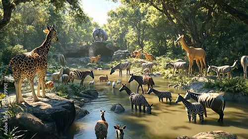African Savanna Wildlife Oasis: A Digital Masterpiece of Nature's Serenity