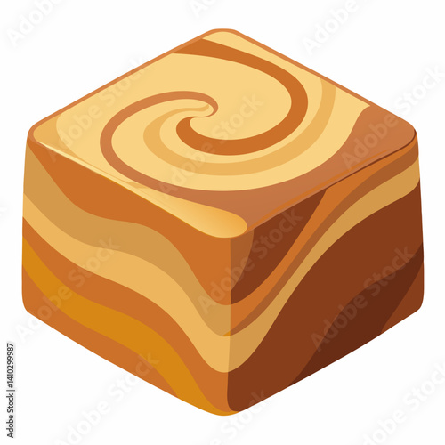 A cube of brown sugar placed on a clean white background, highlighting its rich color and texture.