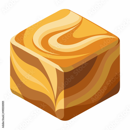 A cube of brown sugar placed on a clean white background, highlighting its rich color and texture.