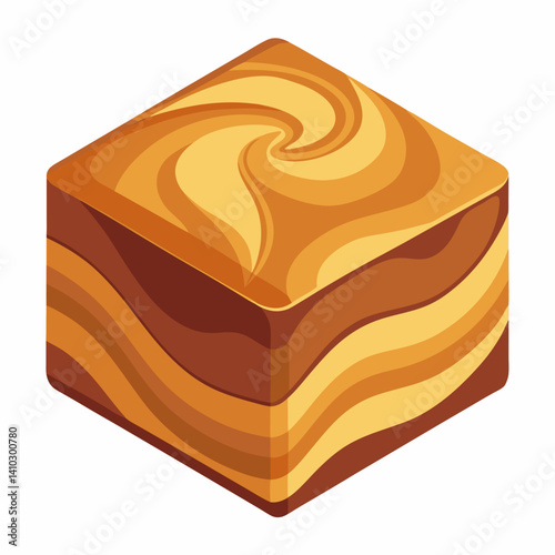 A cube of brown sugar placed on a clean white background, highlighting its rich color and texture.