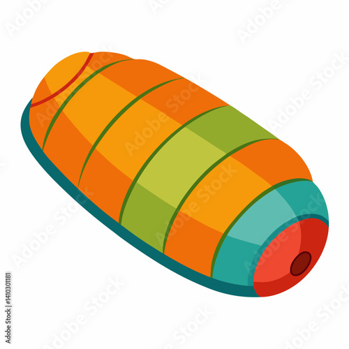 Colorful sleeping bag icon in vibrant style