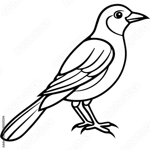 Obraz na płótnie Black and White Line Art Illustration of a Bird. w salonie