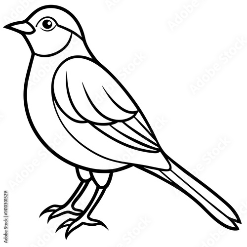 Obraz na płótnie Black and White Line Art Illustration of a Bird. w salonie