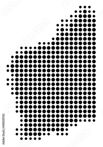 Symbol Map of the State Western Australia (Australia) showing the territory with a pattern of black circles