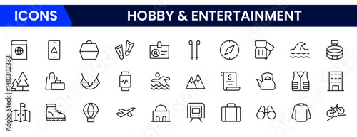 Hobby and Entertainment linear icon collection. Hobby, and Entertainment icons. Thin line icons collection. Vector illustration
