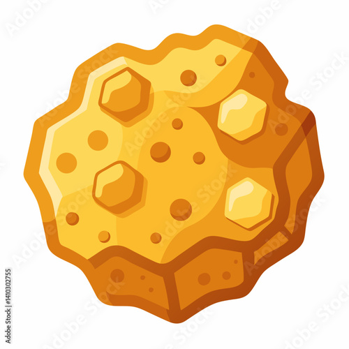 A honey cube topped with a drizzle of golden honey, placed on a wooden surface.