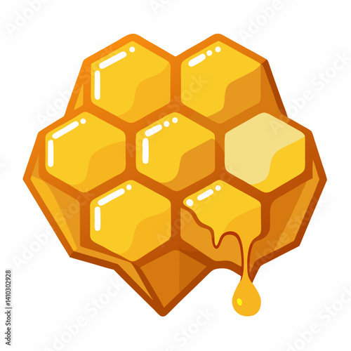 A honey cube topped with a drizzle of golden honey, placed on a wooden surface.