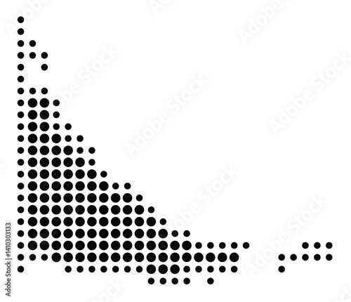 Symbol Map of the National Territory Tierra del Fuego (Argentina) showing the territory with a pattern of black circles