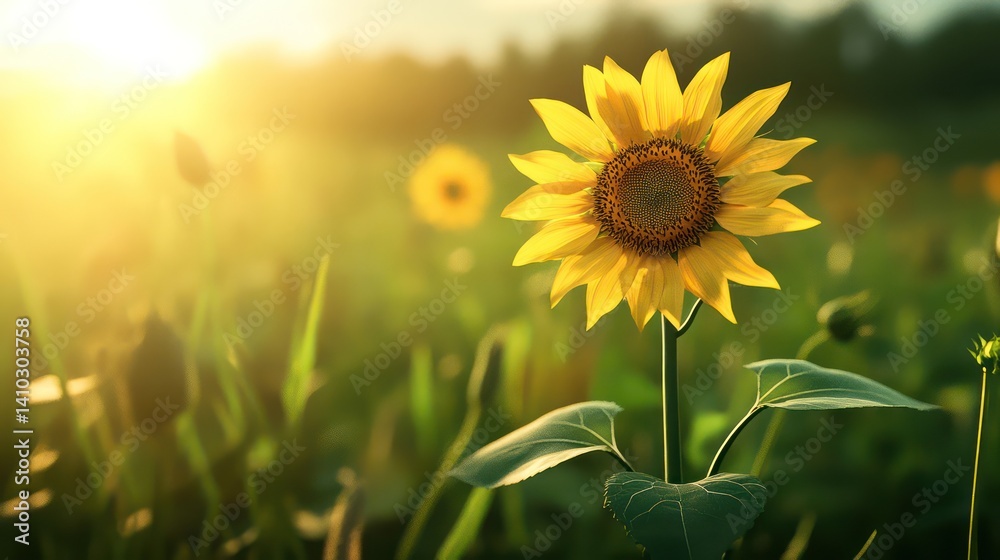 Obraz premium Sunflower field golden light