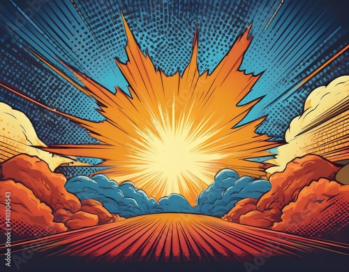 vintage retro comics boom explosion crash bang cover book design with light and dots can be used for decoration or graphics graphic art