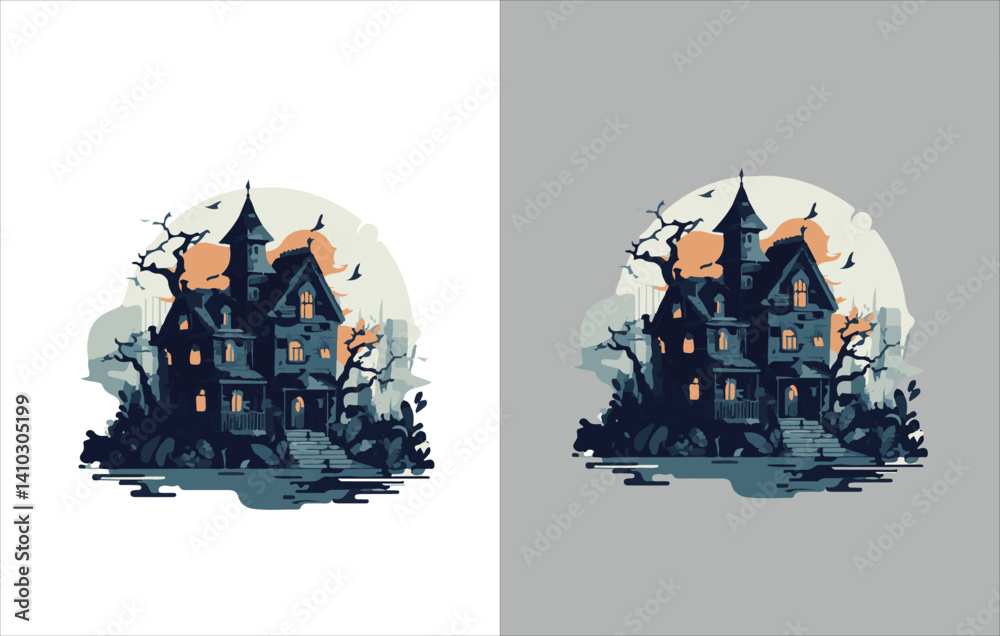 Halloween Vector , Halloween house Vector ,Horror Vector , Horror house Vector ,