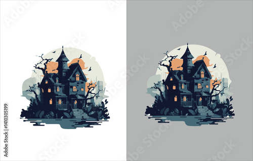 Obraz na płótnie Halloween Vector , Halloween house Vector ,Horror Vector , Horror house Vector , w salonie