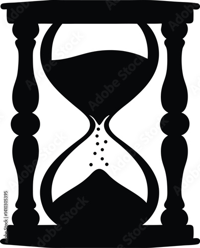 hourglass silhouette vector, old retro clock black vector