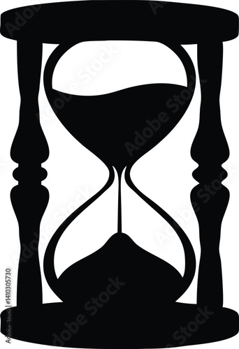 hourglass silhouette vector, old retro clock black vector