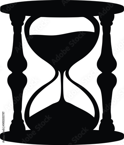 hourglass silhouette vector, old retro clock black vector