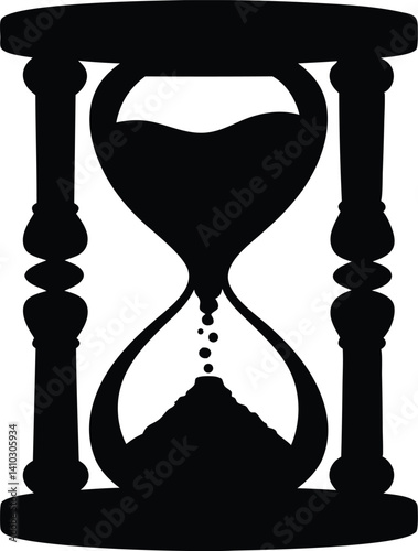 hourglass silhouette vector, old retro clock black vector