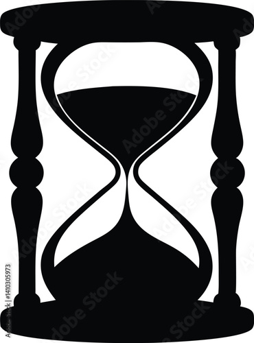 hourglass silhouette vector, old retro clock black vector