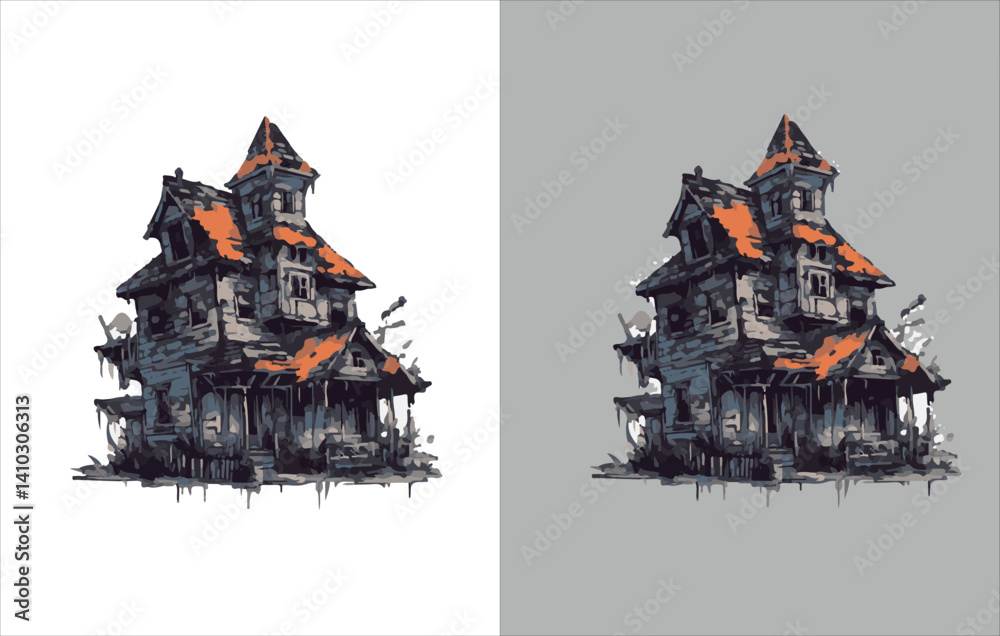 Halloween Vector , Halloween house Vector ,Horror Vector , Horror house Vector ,