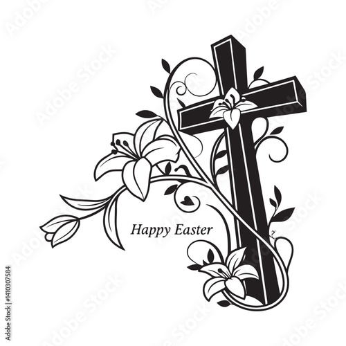 Easter Cross with Lilies A Celebration of Spring