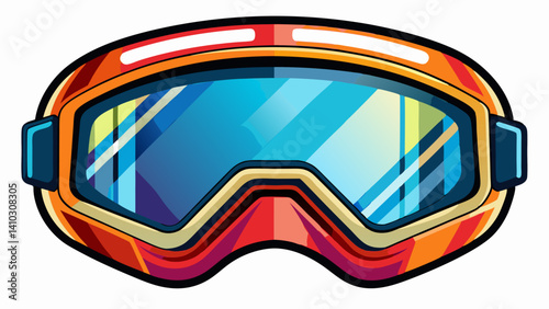 Minimalist Ski Goggle Frame isolated on transparent background, 
