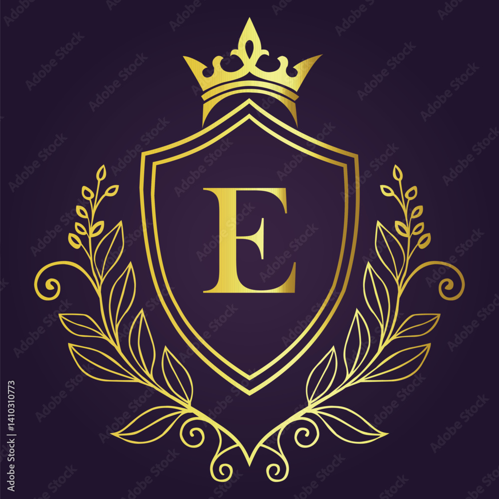 Fototapeta premium Letter E luxury and Royale brand logo concept design