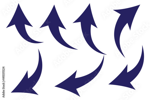 Set long blue curve arrow icon vector . blue curve arrow icon set. long arrow icon set. curve arrow vector illustration. flat style. arrow icon for your web site design, logo, app, UI. arrow indicated