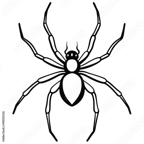Black Widow Spider illustration flat vector design