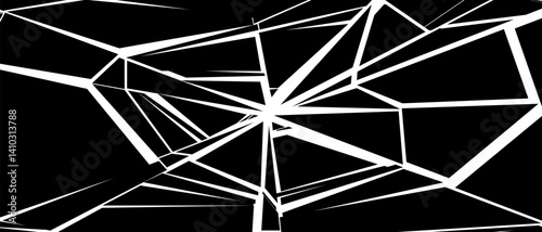 Broken screen glass effect crack shards silhouette, Rectangle bg decay grunge texture, Vector illustration.