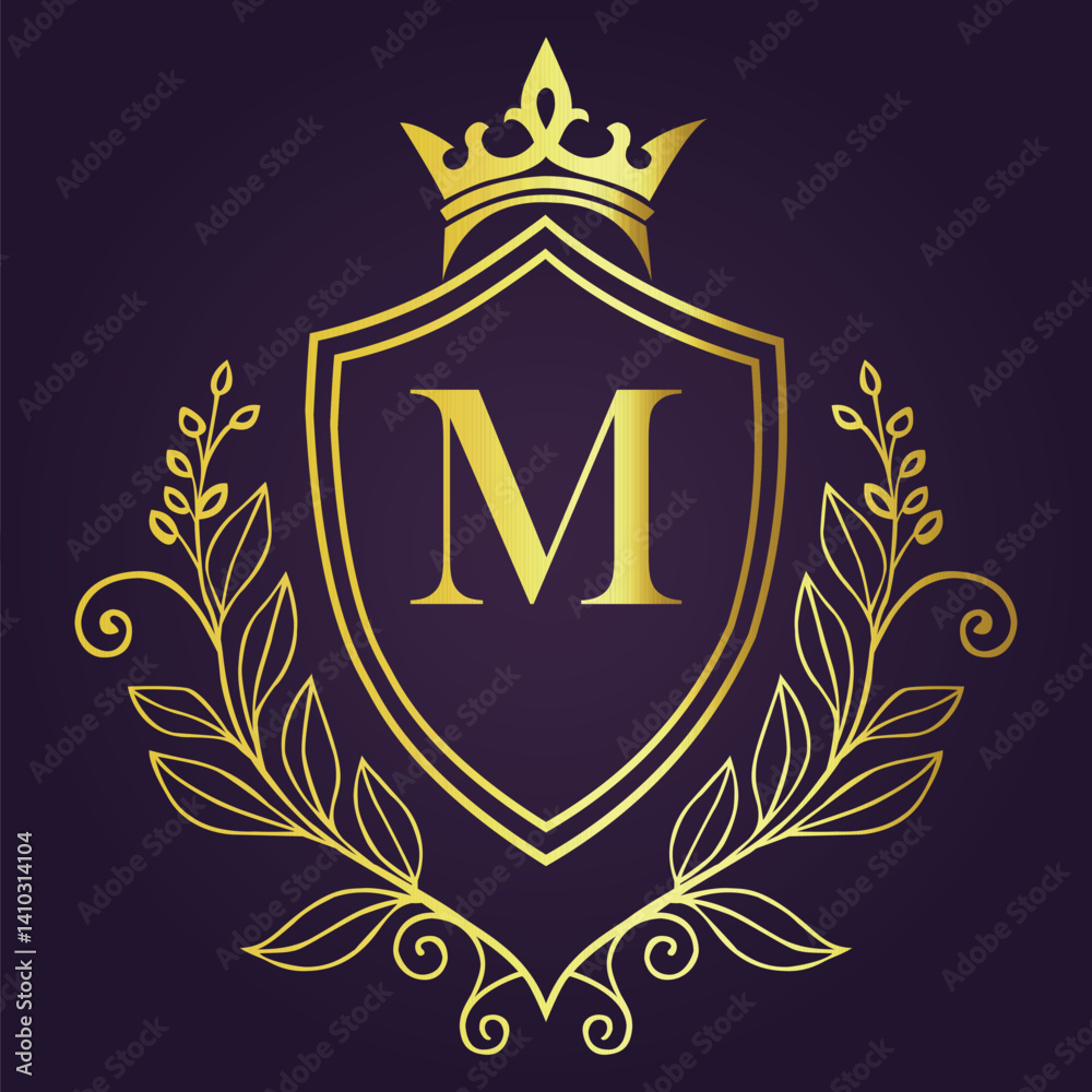 Obraz premium Letter M luxury and Royale brand logo concept design 
