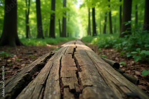 Wallpaper Mural Old tree trunk on weathered wooden beam in a forest clearing, tree trunk, rustic, natural wood Torontodigital.ca