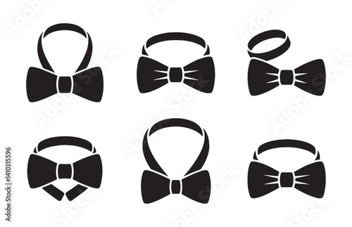 Bow tie collection set silhouette vector illustration on white background