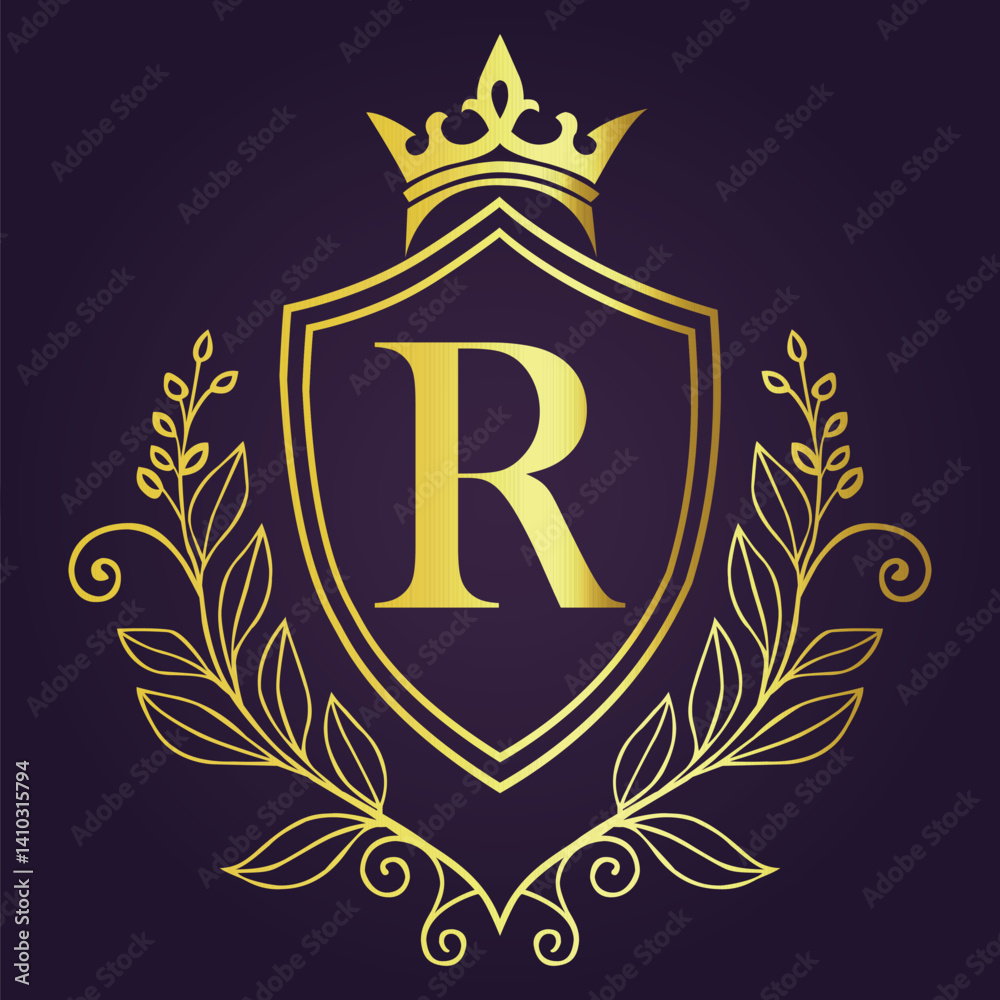 Fototapeta premium Letter R luxury and Royale brand logo concept design 