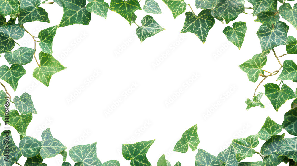 Fototapeta premium Green Leaves Frame isolated on transparent background