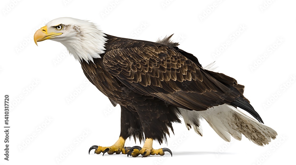 Fototapeta premium Majestic Bald Eagle Perched with Sharp Eyes and Powerful Wings