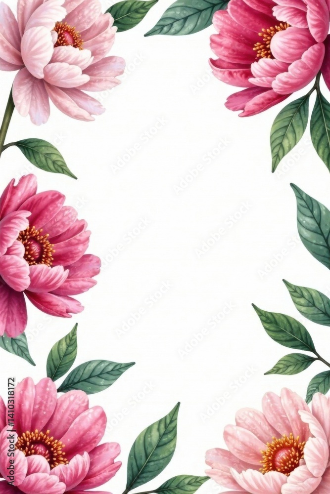 Fototapeta premium Soft watercolor peony pattern on white background , flower patterns, floral motifs, botanical prints