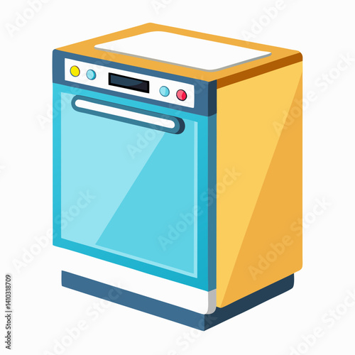 Dishwasher icon in blue and yellow design
