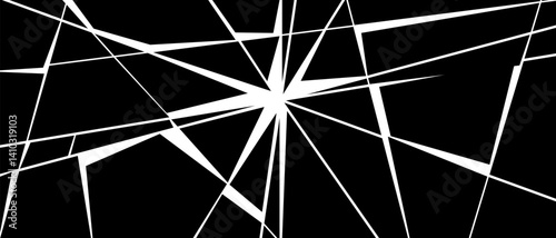 Broken screen glass effect crack shards silhouette, Rectangle bg decay grunge texture, Vector illustration.