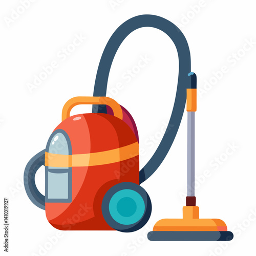 Vacuum Cleaner icon in flat design with colorful features