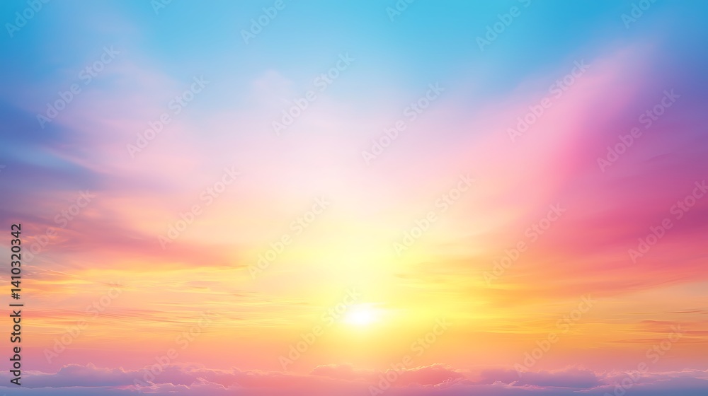 Obraz premium Serene Sunrise Over Soft Clouds with Vibrant Color Palette