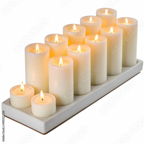 Wallpaper Mural LED Candle Centerpiece: 12-Piece Battery Operated Candle Set with White Tray Torontodigital.ca
