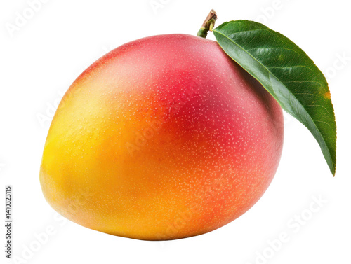Fresh mango fruit tropical setting cutout background vibrant colors close-up perspective delicious concept