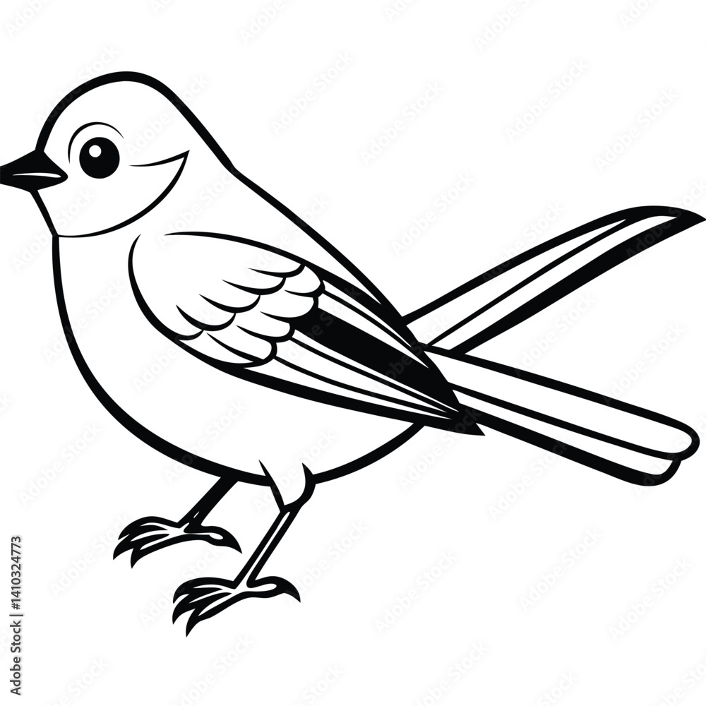 Obraz premium Blue-gray Gnatcatcher illustration flat vector design