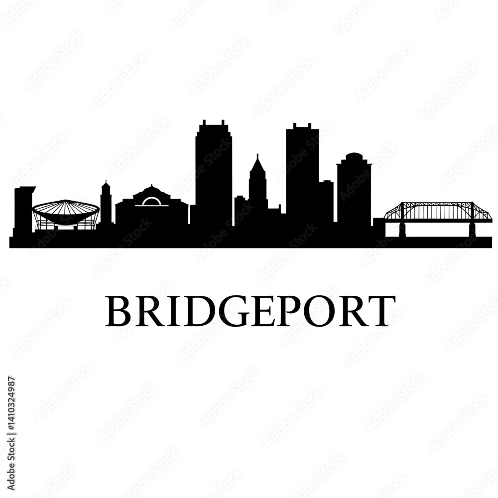 Naklejka premium Bridgeport Skyline Silhouette Connecticut USA.